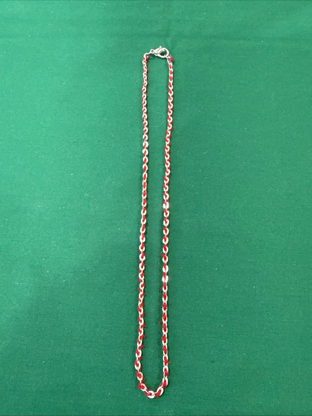 Red and Silver interwoven chain choker. 88F
